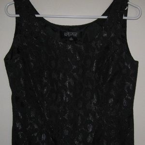 BLACK KASPER SLEEVELESS BROCADE TOP SIDE ZIP LINED